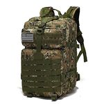 HYCOPROT Military Rucksack 40L Tactical Backpack Large Army Assault Pack Molle Bag Backpacks for Outdoor Fishing Hunting Camping Hiking (Green Camouflage)