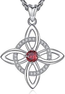 CELESTIA Nudo de Bruja Plata 925 Original Witches Knot Necklaces for Women Cubic Zirconia Jewelry - 20''+2'' Extender Box Chain, Sterling Silver, Cubic Zirconia