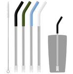 PRU-staws Prurex Metal Straw for 20 oz Tumbler, 4 Pcs Reusable Stainless Steel Straw with Silicone Tips, 8.2" Straw for Glass Cups, BPA Free