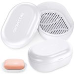 2Pack Soap Travel Container, Portable Soap Case with Lid, Leakproof Soap Box, Soap Saver Dish with Cover, Plastic Soap Holder, Best for Camping, Outdoor, Bathroom, Hiking Traveling (White+White)