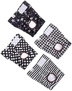 CuteBone Washable Female Dog Diapers 4 Pack Reusable Doggie Heat Diapers for Period FMG01XL