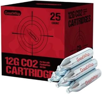 GreatWhip 25 x 12g CO2 Cartridges Non-Threaded Compatible to CO2 BB Gun, Air Gun, Airsoft Gun, Air Pistol, Air Rifle (25 Count)
