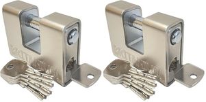 Britanium® BRP74 [Armoured] High Security Container Padlock - [Heavy Duty] - [Anti Drill Cylinder] - Also Ideal Motorbike, Shed & Garage Lock (5 Keys) Silver (Pack of 2)