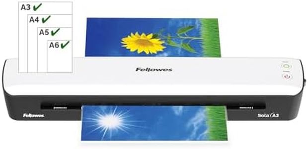 Fellowes Plastifieuse Sola A3, 125 Microns, Fonctions Anti-Bourrage Et Arrêt Automatique, Temps De Chauffe 4 minutes, Pour Pochettes De 80-125 Microns, Blanc, 100017470 - Exclusivité Amazon