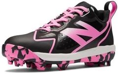 New Balance Romero Duo V2 Rubber Molded Baseball Shoe, Black/Pink, 11 US Unisex Little Kid