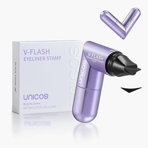 Unicos Winged Eyeliner Stamp - 90° Ergonomic Cat Eye Makeup Tool with Dual-Sided L/R Symmetry, Waterproof & Smudge-Proof Liquid Eye Liner Pen, 2.1ml High Capacity, Long Lasting Finish, 15mm