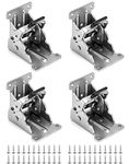 QWORK® 4 Pack Folding Lock Extension Self Locking Foldable Hinge Hardware for Table Bed Leg Feet Screws Included - Silver