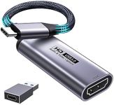 Fulfalic Video Capture Card, 4K HDMI to USB C 3.0 Capture Card, 1080P HD 60fps Live and Record Video Audio Grabber for Gaming, Streaming, Teaching, Video Conference