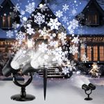 Christmas Projector Lights Outdoor, 2024 Upgraded LED Snowflake Projector Christmas Lights, Waterproof Rotating Christmas Lights Outdoor & Indoor Projector for Xmas Party Garden Christmas Decorations