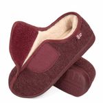 LongBay Women's Diabetic Wide Fit Memory Foam Slippers Comfy Cozy Arthritis Edema House Shoes,Wine,8UK