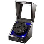 Lenway Double Watch Winder with Quiet Mabuchi Motor，Automatic Watch Winder Four Rotation Modes，Battery Operated or Ac，with Led Light,Watch Winder for Rolex，for Men and Women Watches