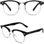 Happy Store Retro Fake Non Prescription Glasses Clear Lens UV400 Matte Black,CN56