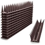 EWENYS Bird Spikes for Fence Tops, Plastic Fence Toppers and Roof Tall Spikes 1.46'' to Keep Pigeon Seagull or Animals Stop, Fox Squirrel Deterrent Fence Anti Climb for Garden Wall(Brown, 13ft)