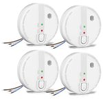 Jemay Wired Smoke Alarm, Interlinked Fire Alarm with LED Indicator and Silence Button, 10-Year Life Smoke Detector with 9V Battery Backup, Mains-powered, Conforms to EN14604 Standard, 4 Pack