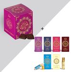 Bakhoor Al Ghawi, Yemeni Oud Bakhoor & Yemeni Attar Oil Set by Dukhni | 40 Grams jar & 6 Bottles x 6ml Each | Authentic Arabic Incense & Luxurious Fragrance Oils | Perfect for Prayer Time & Gifting