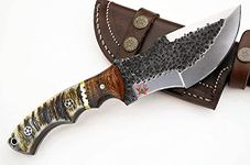 FB LEATHER CRAFTS D2 Tracker Hunting Knife Large Knives Survival Skinning Hammered Sheath Steel