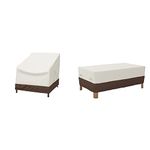 Amazon Basics Lounge Deep-Seat Outdoor Patio Furniture Cover, Set of 2, Beige/Tan + Amazon Basics Coffee Table Patio Cover