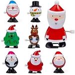 THE TWIDDLERS - 8 Christmas Wind Up Toys, Stocking Fillers Assorted Xmas Designs - Snowman, Santa, Reindeer, Christmas Party Gift Bag Filler for Kids, 8cm x 5cm