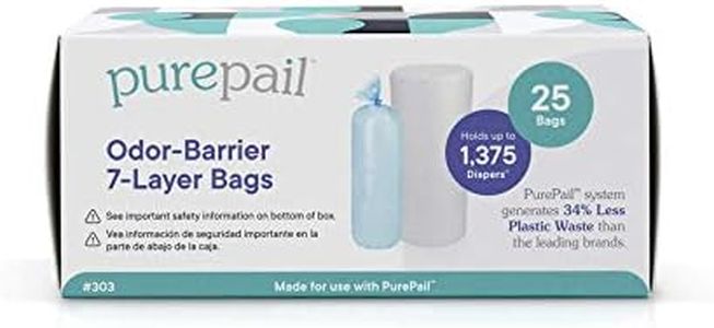PurePail Classic Odor-Barrier 7-Layer Refill Bags (25 Count) – Block Odors with No Added Fragrance – Less Waste, No Cutting & No Canisters – for Use with PurePail Classic