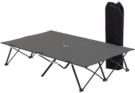 Outsunny 76" Two Person Folding Camping Cot Outdoor Portable Double Cot Wide Military Sleeping Bed w/Carrying Bag Dark Grey
