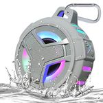 EBODA Bluetooth Shower Speaker, Portable Bluetooth Speakers, IP67 Waterproof Outdoor Speaker Wireless with LED Light, Floating, 2000mAh, True Wireless Stereo for Pool, Kayak, Bike, Golf, Gifts- Gray