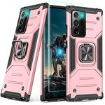 YmhxcY Compatible with Galaxy Note 20 Ultra Case with 3D Curved Screen Protector,Armor Grade Cases with Kickstand Non-Slip Hybrid Case For Samsung Galaxy Note 20 Ultra KK Rose Gold