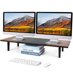 LOTEYIKE Dual Monitor Stand for 2 Monitors, Large TV Riser with Adjustable Length Desk Shelf Organizer, Computer Monitor Stand for Desktop, Computer,Laptop,Screen,Printer (Rustic Brown)