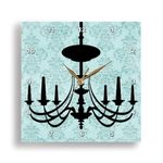 3dRose Black Chandelier Against a Light Blue Damask Background-Wall Clock, 15 x 15-inch (DPP_60988_3), Varies