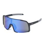 maivnz Baseball Sunglasses for Men Women - UV400 Protection Outdoor Sports Glasses for Cycling, Running, Golf, Softball (Black Frame Blue Revo)