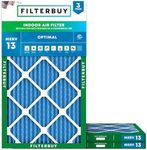 Filterbuy 13x21.5x1 Air Filter MERV 13 Optimal Defense (3-Pack), Pleated HVAC AC Furnace Air Filters Replacement (Actual Size: 12.88 x 21.50 x 0.75 Inches)