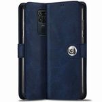 TheGiftKart Genuine Leather Finish Flip Cover Back Case for Redmi Note 9 | Inside Pockets & Inbuilt Stand | Wallet Style | Designer Button Magnet Closure (Blue)