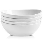 Hasense Serving Bowls,Large Salad Bowls,28 oz Porcelain Serving Dishes set of 4 for Salads,Cereal,Soup,Pasta,Microwave and Dishwasher Safe,Kitchen and Restaurant,White