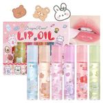 Clear Lip Gloss Sets For Teenage Girls,6 Pcs Flower-Flavored Lip Oil Lovely Gift, No-Sticky Liquid Lipstick,Long Lasting Lip Glow Balm Lip Care,Natural Plant Formula