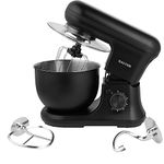 Salter EK5620MBLK Kuro Stand Mixer – Electric Whisk with Removable Splash Guard, 6 Speed Settings with Pulse Function, 5L Stainless Steel Bowl with Whisk, Dough Hook, and Beater Attachments, 1200W