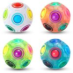 Vdealen Magic Rainbow Puzzle Ball, Fidget Ball Puzzle Game Fun Stress Reliever Magic Ball Brain Teaser Fidget Toys for Children Teens & Adults-4 Pack