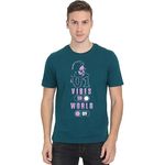 Crazy Punch U1 Vibes On World Off Men Half Sleeve Petrol Yuvan T-Shirt (Petrol, X-Large)