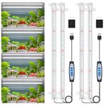 Wiaxulay LED Plant Grow Light Strips, 6000K Full Spectrum Grow Lights for Indoor Plants, Sunlike Growing Lamp with 6/12/16H Timer, 5 Dimmable Levels for Hydroponics Succulent, Plant Shelf, 2 Packs