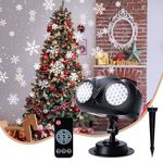 MILPROX Christmas Snowfall Projector Lights, Updated Double-tube Snowflake Projector Lamp, Larger Area Clearer Rotating Falling Snow Spots, Indoor Outdoor Holiday Decoration for Halloween Party Garden