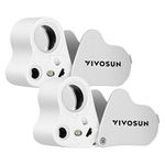 VIVOSUN 2-Pack 30X 60X Illuminated Jewelers Loupe Foldable Magnifier with LED Light for Jewelry Gems Watches Coins Stamps Antiques