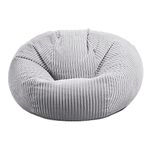 rucomfy Beanbags Soft Corduroy Goliath Giant Bean Bag Chair - Extra Large Living Room Seating Home Furniture - Machine Washable - 120 x 120 x 125cm (Platinum Grey, with Matching Footstool)