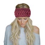 Momisy Knitted Winter Twist Woolen Warm Headband Cold Weather Hair Accessories Head Wrap Winter Designer Headbands for Women & Men- Maroon