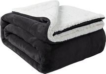 Aspire Homeware Sherpa Fleece Blanket Throws for Sofas Double Size - Soft Fluffy Thick Black Bed Throw Blanket Microfiber Sofa Throw (150 x 200 cm)