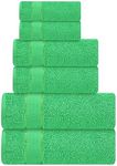 CRAFTBERRY Bath Towels Set-100% Cotton- 2 Bath Towels, 2 Hand Towels & 2 Washcloths- Large, Quick Dry, Absorbent, Plush, Soft- Home, Spa, Shower Towels - 6 Piece Luxury Bathroom Towels - Bright Green