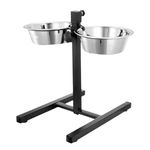 PETS EMPIRE Adjustable Pets Bowl Elevated Double Diner Dog Bowls (4000 ml x 2) | H-Base Stand with Stainless Steel Removable Bowls | Pet Feeder Raised Dog Food Bowl - Dogs Feeding Station (Large)