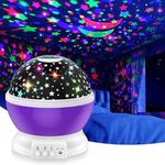 CPHREX Baby Night Lights, Moon Star Projector - 4 LED Bulbs 8 Light Color Changing with USB Cable 360 Degree Rotation, Romantic Night Lighting Lamp for Birthday Nursery Women Children Kids Baby