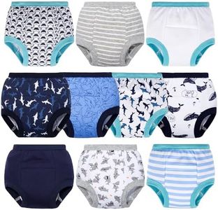BIG ELEPHANT Potty Training Underwear, Soft Cotton Absorbent Training Pants for Baby Boys & Girls (5T, Shark Party 10 Pack)