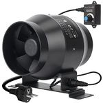 DUCTURBO 4 Inch Inline Duct Fans(UK Plug), 160 CFM Ventilation Exhaust Fan Ideal for Indoor Heating Cooling Transfer Or Grow Tents Air Boosting, With Variable Speed Controller