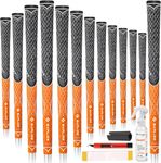 SAPLIZE 13 Golf Grips with Solvent Kit, Misize, Multi-compound Hybrid Golf Club Grips,Orange