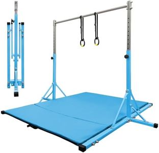 JC-ATHLETICS Gymnastics Kip Bar for Kid and Teenage Ages 3-18, 5.2FT Base Length, Adjustable Height from 3FT to 4.8 FT Height,Foldable Gymnastic Training Equipment for Home and Club Use