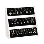 Miratino Necklace Organizer, 3-Tier Necklace Display Stands for Selling with Velvet, Wood Necklace Holder Jewelry Organizer Stand, Jewelry Display Stand for 72 Necklaces Bracelets (White)